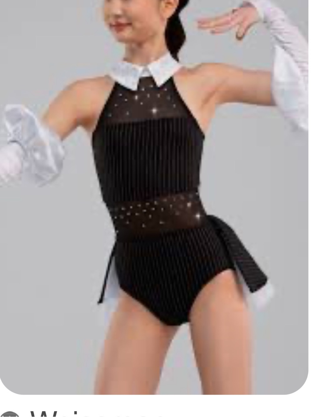 Weissman Black Pinstripe Dance Big Time Bubble Glove Bustle. Kids 10/12 Medium